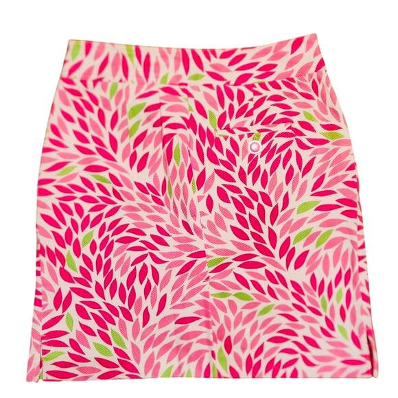 EP PRO Pink White Floral Abstract Pattern Print Button Mini Skirt 4 Pockets Slit - Picture 13 of 13